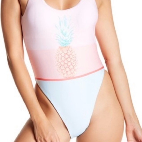 THE BIKINI LAB Pineapple Graphic Pink & Blue 1Pc Swimsuit Sz XS - Picture 1 of 8